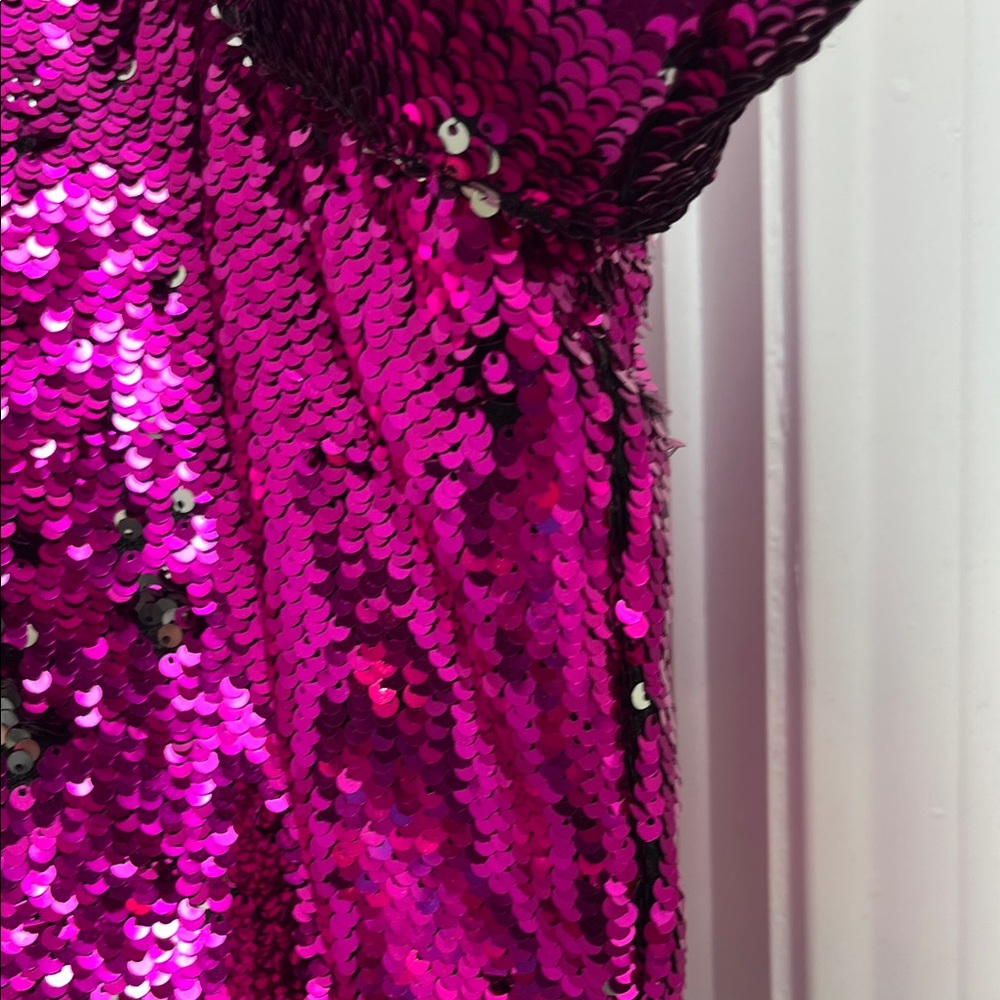Torrid Fuchsia / Silver Sequin Bomber Jacket, Size 1 - Picture 6 of 12